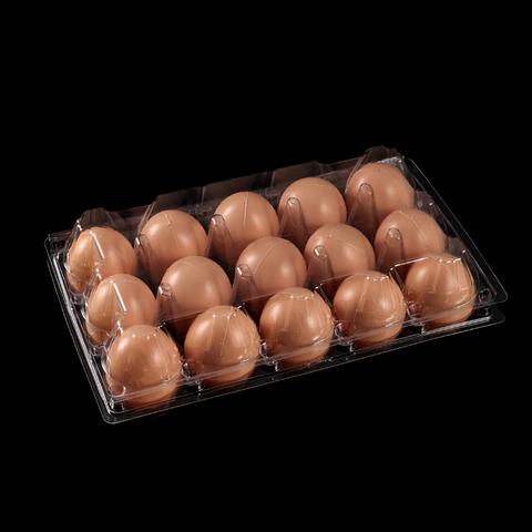 Cartones de huevos de plástico transparente HSQY de 15 unidades