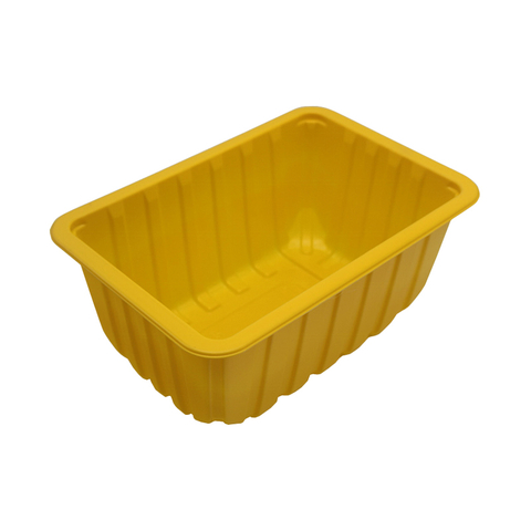 HSQY Bandeja de carne de plástico PP amarilla rectangular de 10,2x6,9x4,3 pulgadas