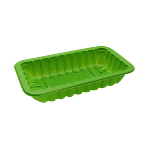HSQY Bandeja de carne de plástico PP verde rectangular de 8,7x5,2x1,2 pulgadas
