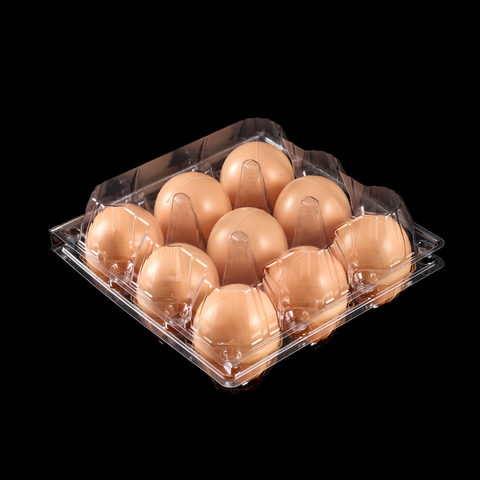 Cartones de huevos de plástico transparente HSQY de 9 unidades
