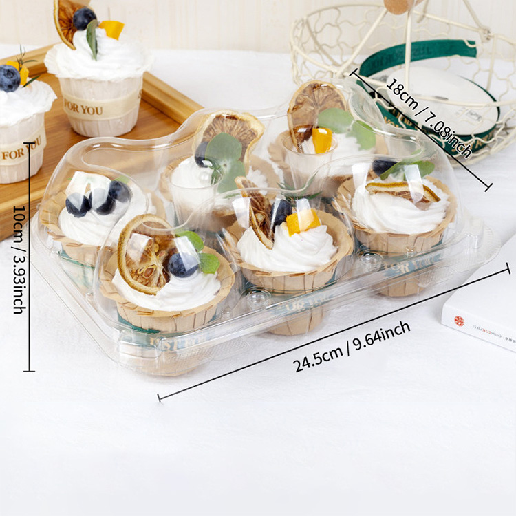 HSQY 1 2 4 6 12 24 recipientes desechables para cupcakes de plástico transparente